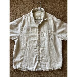 Tommy Bahama Beige Oatmeal 100% Linen Casual Button Up Shirt‎ Mens XXL 2XL